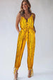 BazaarBey Striped Contrast Tie Ankle Spaghetti Strap Jumpsuit 