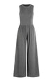 Round Neck Sleeveless Jumpsuit with Pockets Trendsi