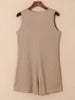 Waffle-Knit Half Button Sleeveless Romper with Pockets Trendsi