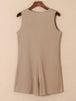Waffle-Knit Half Button Sleeveless Romper with Pockets Trendsi