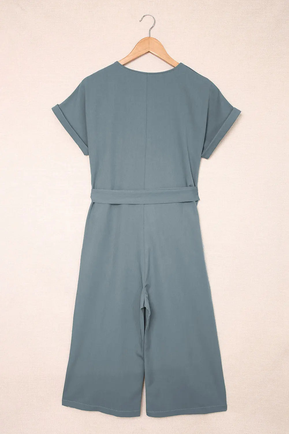 Tie-Waist Buttoned Cropped Jumpsuit Trendsi