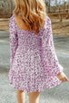 Smocked Floral Square Neck Balloon Sleeve Dress -BazaarBey - www.shopbazaarbey.com