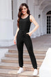 BazaarBey Drawstring Round Neck Sleeveless Jumpsuit 