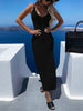 Slit Openwork V-Neck Sleeveless Cover Up Trendsi