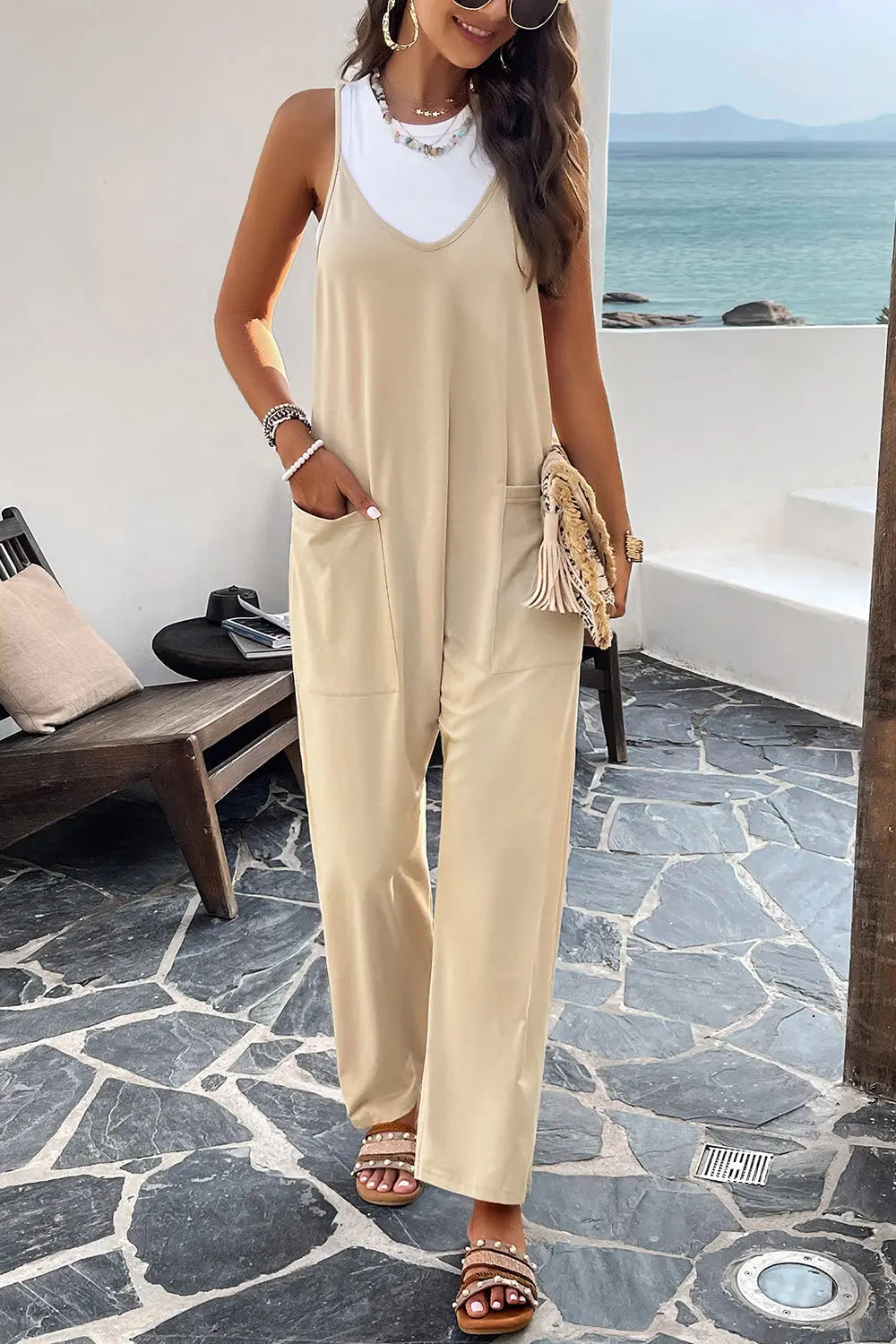 Pocketed Spaghetti Strap Overalls Trendsi