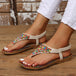 Beaded PU Leather Open Toe Sandals Trendsi