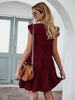 Ruffled Round Neck Cap Sleeve Mini Dress -BazaarBey - www.shopbazaarbey.com