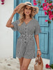 Pocketed Striped V-Neck Half Sleeve Romper Trendsi
