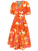 Ruched Printed  Short Sleeve Dress -BazaarBey - www.shopbazaarbey.com