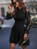 Lace Tie Neck Flounce Sleeve Dress -BazaarBey - www.shopbazaarbey.com