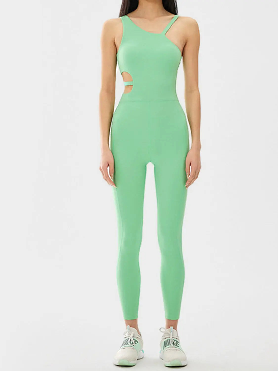  Asymmetrical Neck Active Jumpsuit Trendsi