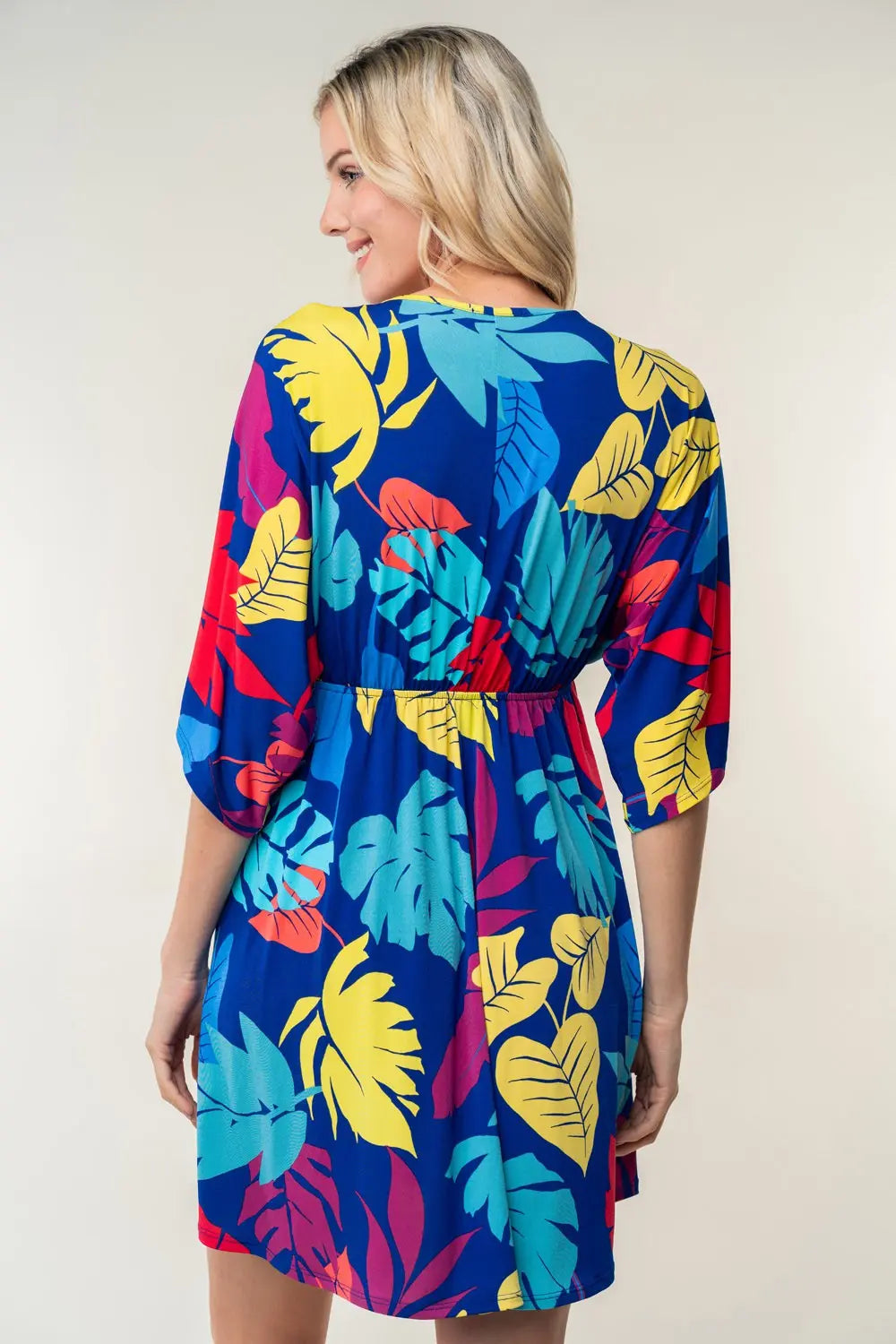  Full Size Printed V-Neck Mini Dress -BazaarBey - www.shopbazaarbey.com