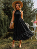  Neck Spliced Lace Midi Dress -BazaarBey - www.shopbazaarbey.com