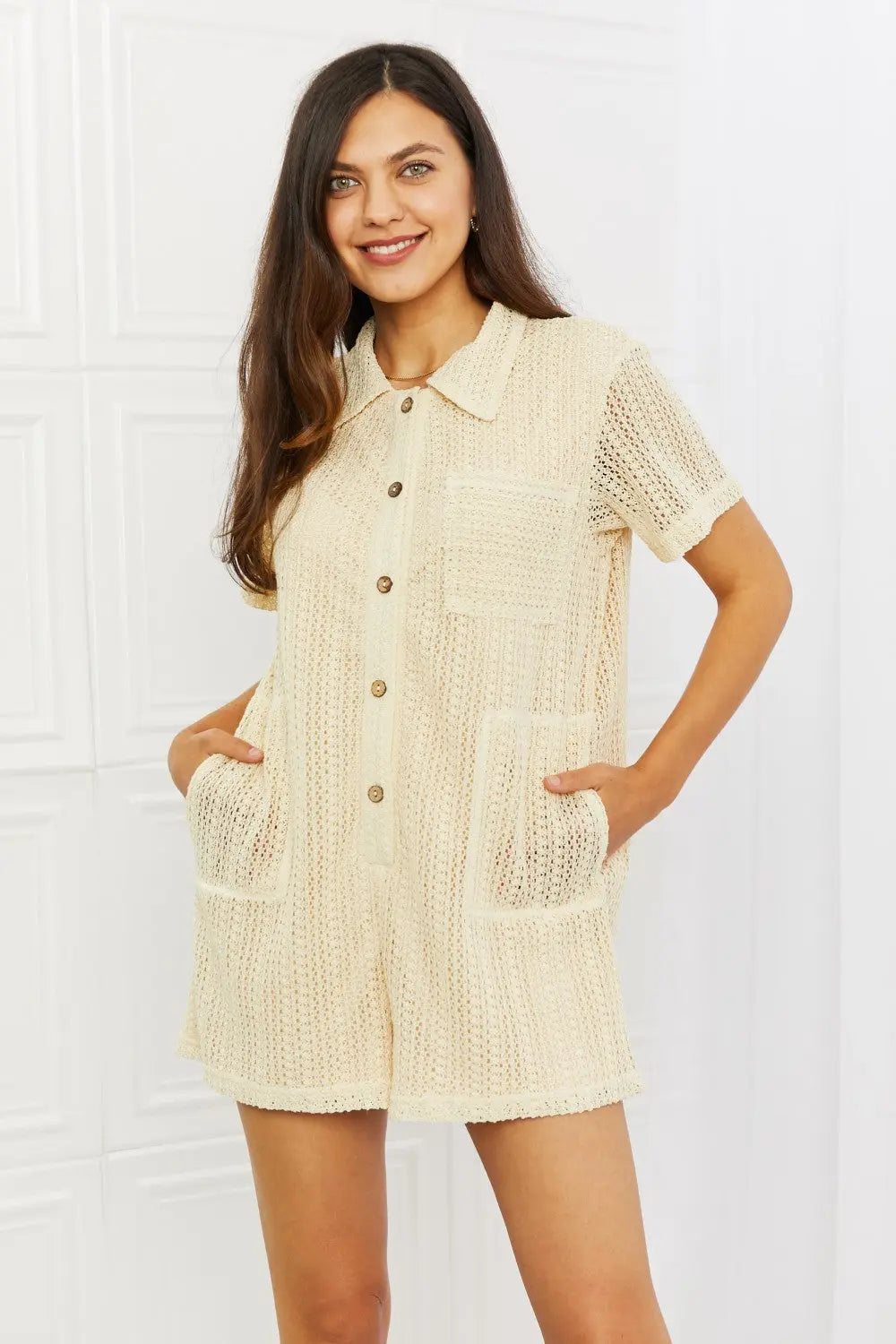  Ready For The Day Crochet Romper Trendsi