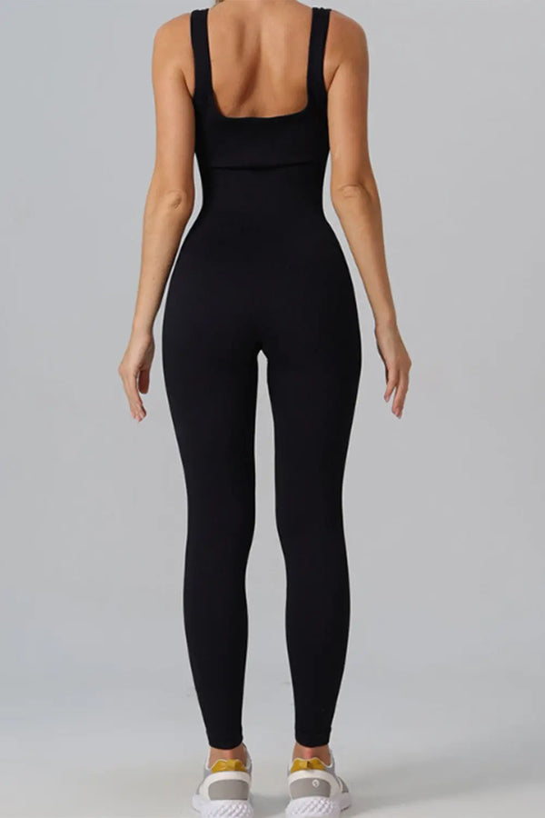 Square Neck Wide Strap Jumpsuit Trendsi