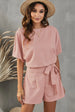 Tie Belt Short Sleeve Romper Trendsi