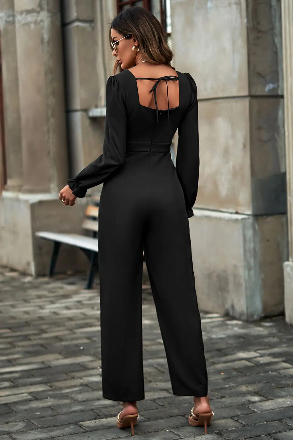 Sweetheart Neck Flounce Sleeve Jumpsuit Trendsi