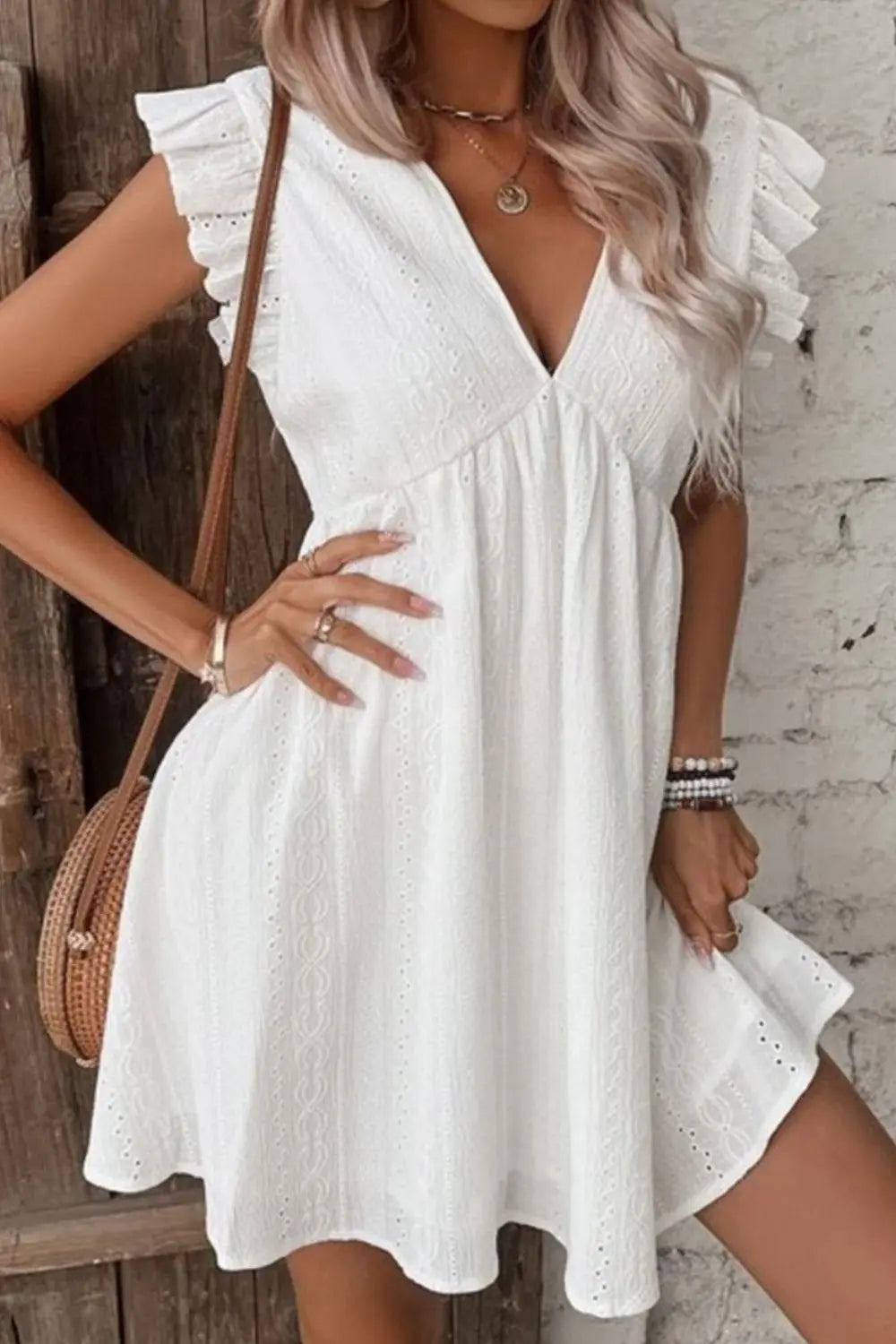  Ruffled Cap Sleeve Mini Dress -BazaarBey - www.shopbazaarbey.com