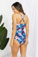 Floral Crisscross Spliced Mesh One-Piece Swimsuit Trendsi
