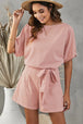 Tie Belt Short Sleeve Romper Trendsi