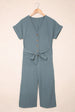 Tie-Waist Buttoned Cropped Jumpsuit Trendsi
