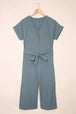 Tie-Waist Buttoned Cropped Jumpsuit Trendsi