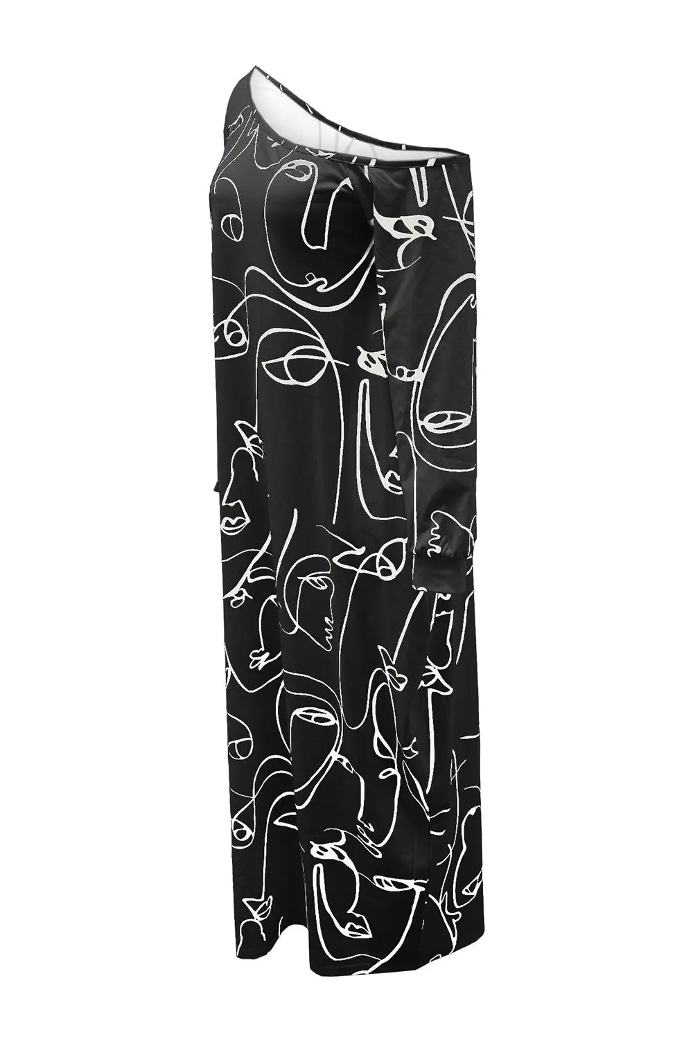 Printed Single Shoulder Lantern Sleeve Maxi Dress -BazaarBey - www.shopbazaarbey.com