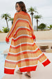 Striped Open Front Side Slit Duster Cover Up Trendsi