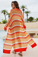 Striped Open Front Side Slit Duster Cover Up Trendsi
