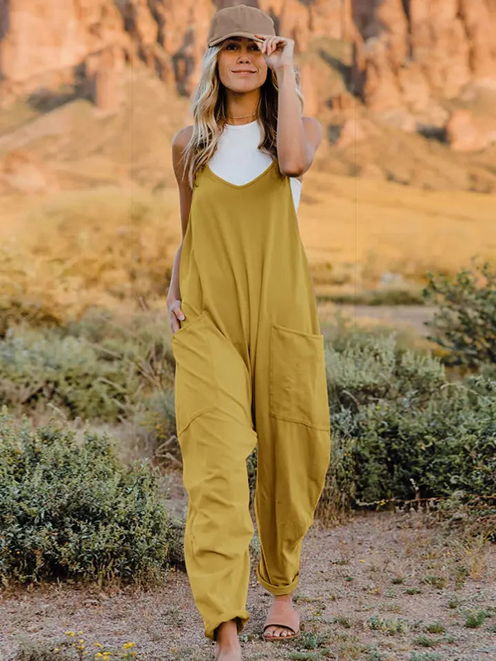   Sleeveless V-Neck Pocketed Jumpsuit Trendsi