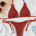 Textured Halter Neck Tie Side Bikini Set Trendsi