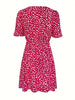 Printed V-Neck Short Sleeve Mini Dress -BazaarBey - www.shopbazaarbey.com