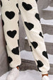 Fuzzy Heart Zip Up Hooded Lounge Jumpsuit Trendsi