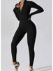 Zip Up Mock Neck Long Sleeve Jumpsuit Trendsi