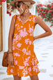 Printed Tie Neck Sleeveless Dress -BazaarBey - www.shopbazaarbey.com