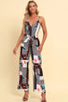 BazaarBey Printed Spaghetti Strap Tied Jumpsuit 