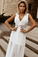 Slit Lace Detail V-Neck Dress -BazaarBey - www.shopbazaarbey.com