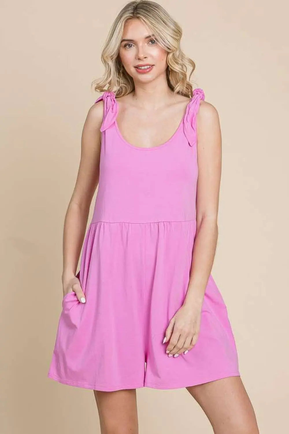 BazaarBey   Shoulder Knot Baggy Romper 