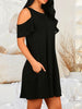 Round Neck Cold Shoulder Short Sleeve Dress -BazaarBey - www.shopbazaarbey.com