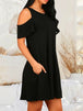 Round Neck Cold Shoulder Short Sleeve Dress -BazaarBey - www.shopbazaarbey.com
