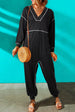 Contrast Stitching Pocketed Dropped Shoulder Jumpsuit Trendsi