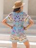 Tied Printed Short Sleeve Romper Trendsi