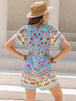 Tied Printed Short Sleeve Romper Trendsi