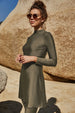 Slit Mock Neck Long Sleeve Top and Pants Swim Set Trendsi