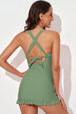 Tie Back Sleeveless Swim Dress and Bottoms Set Trendsi
