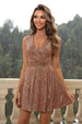 Sequin Surplice Neck Sleeveless Dress Bazaarbey