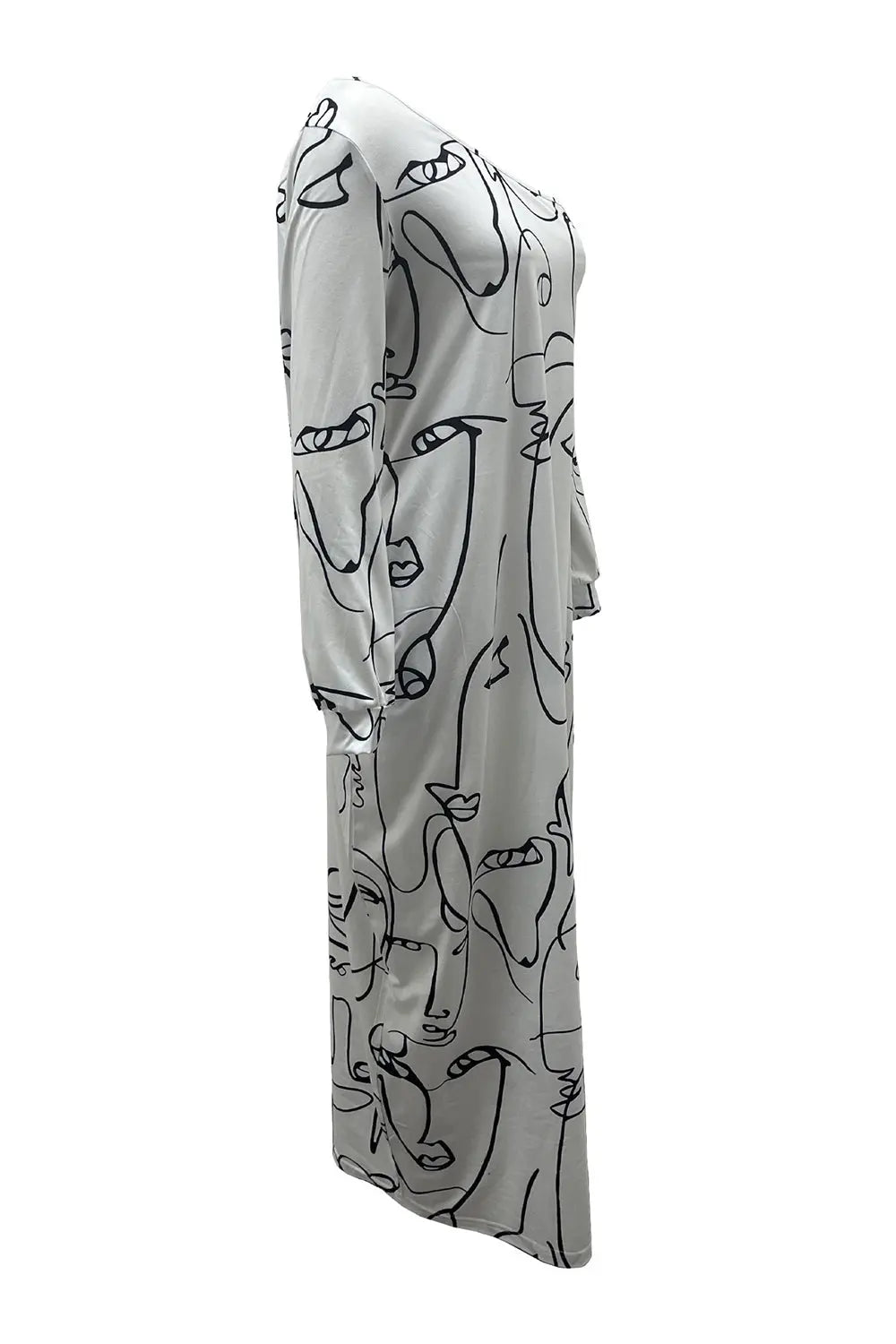 Printed Single Shoulder Lantern Sleeve Maxi Dress -BazaarBey - www.shopbazaarbey.com