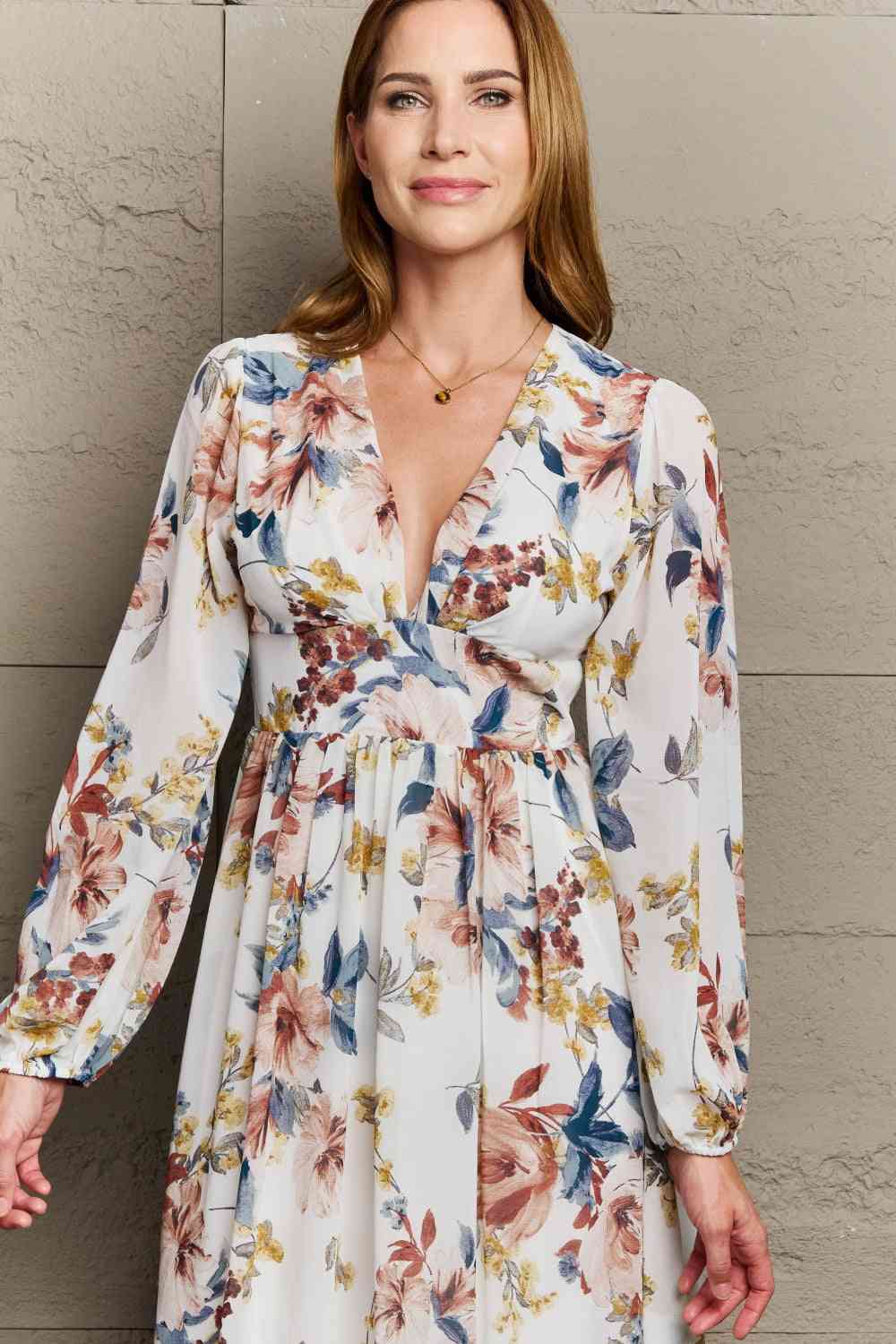  Good Day Chiffon Floral Midi Dress -BazaarBey - www.shopbazaarbey.com