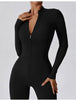 BazaarBey Zip Up Mock Neck Long Sleeve Jumpsuit 