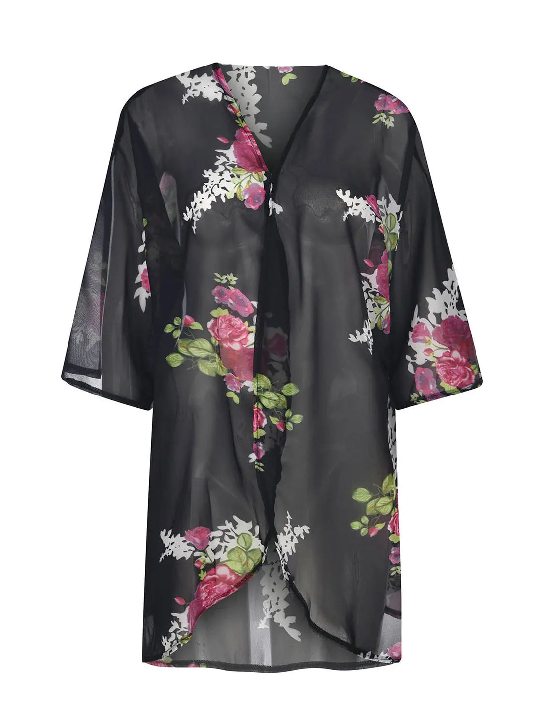Open Front Half Sleeve Cover-Up Trendsi
